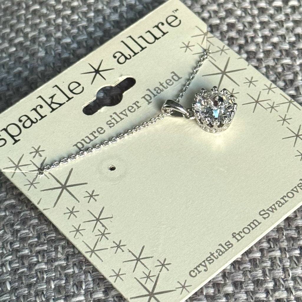 Sparkle Allure - New Pure Silver Plates Swarovski Crystal Necklace One Size 24$